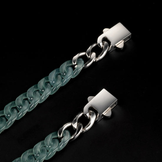 Female Style Cuban Chains In Mayan Blue Jade - JadeChains