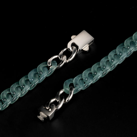Female Style Cuban Chains In Mayan Blue Jade - JadeChains