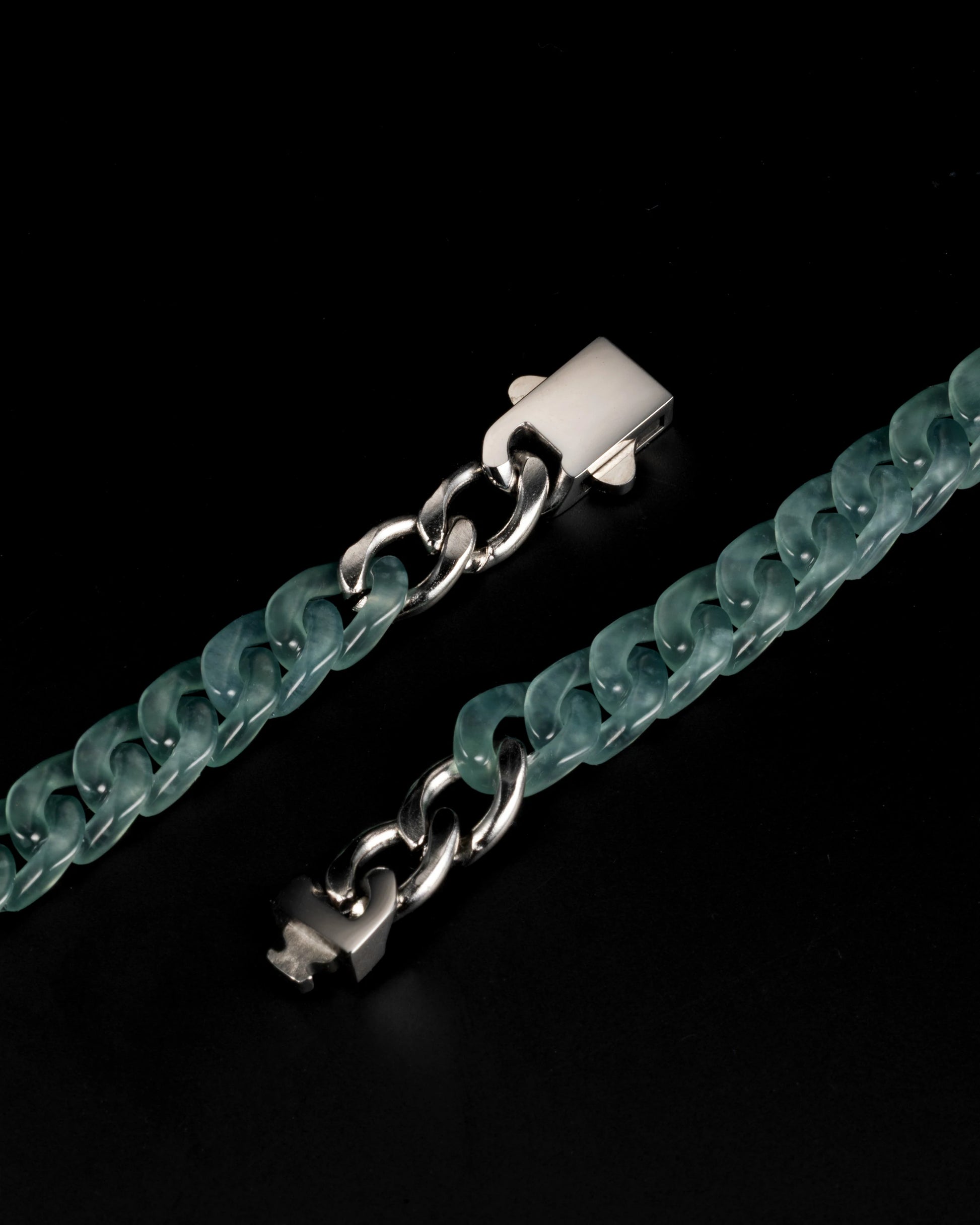 Female Style Cuban Chains In Mayan Blue Jade - JadeChains