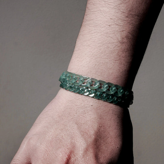 Female Style Cuban Chains In Mayan Blue Jade - JadeChains