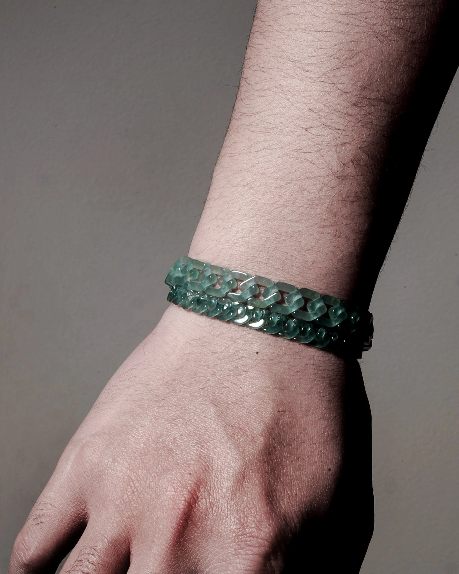 Female Style Cuban Chains In Mayan Blue Jade - JadeChains