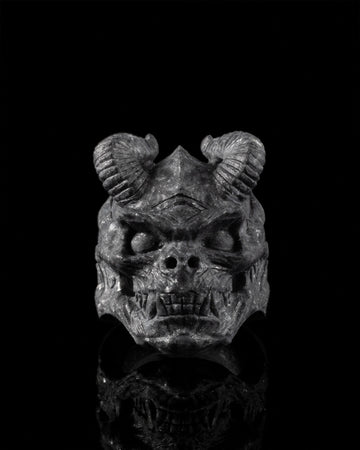 Horned Demon Ring In Guatemalan Jade