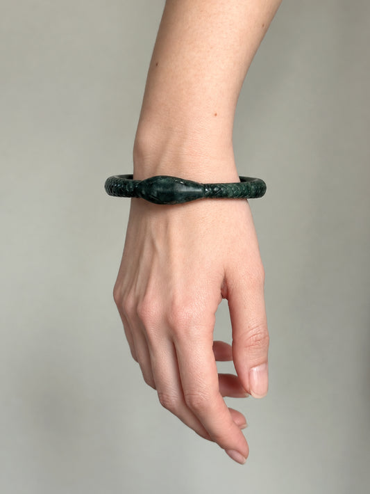 Ouroboros Bangle In Mayan Blue Jade