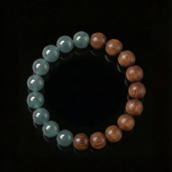 Glacial Earth Bracelet In Guatemalan Blue Jade And Agarwood - JadeChains