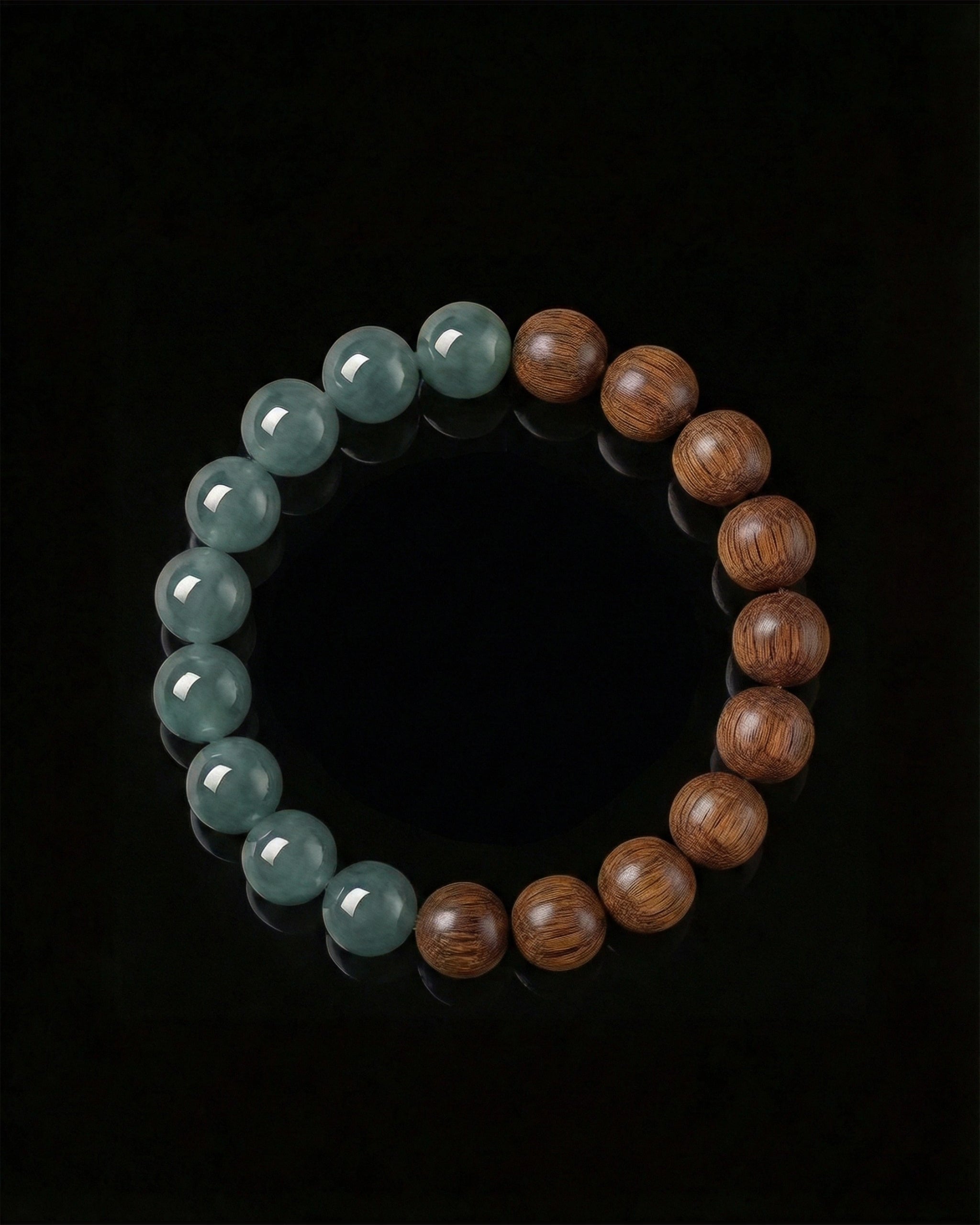 Glacial Earth Bracelet In Guatemalan Blue Jade And Agarwood