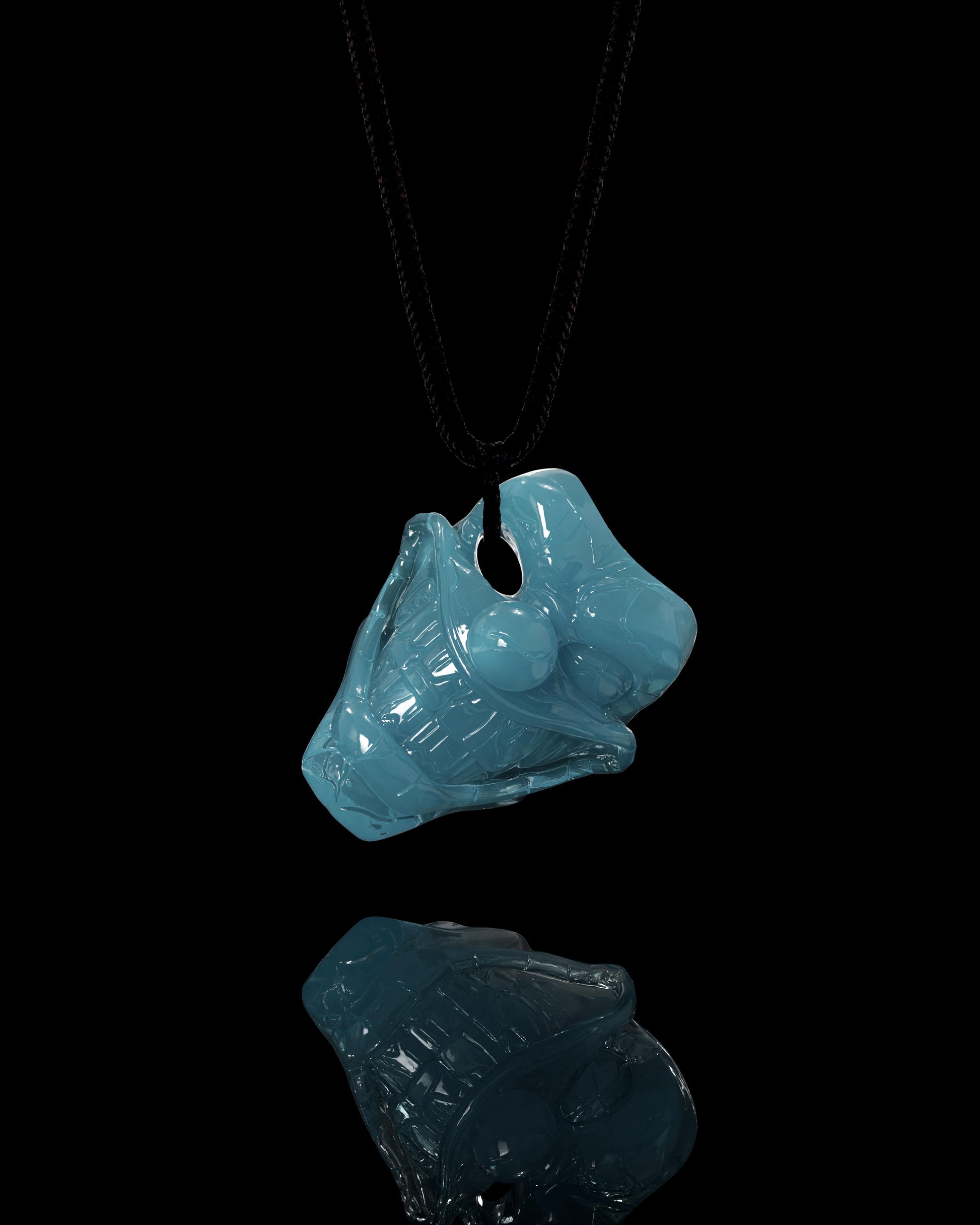 Jester Visage Pendant In Mayan Blue Jade - JadeChains