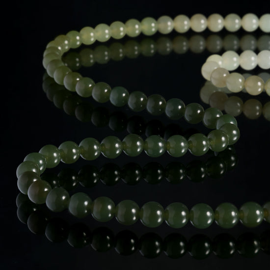 Ombre Round Bead Necklace In Nephrite - JadeChains