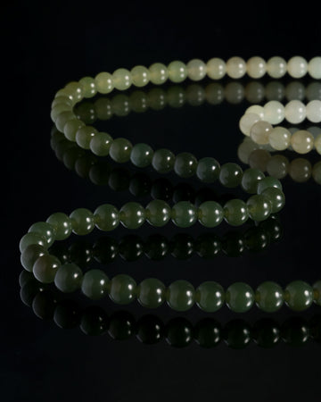 Ombre Round Bead Necklace In Nephrite - JadeChains