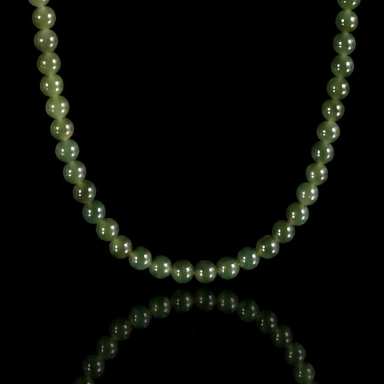 Ombre Round Bead Necklace In Nephrite - JadeChains