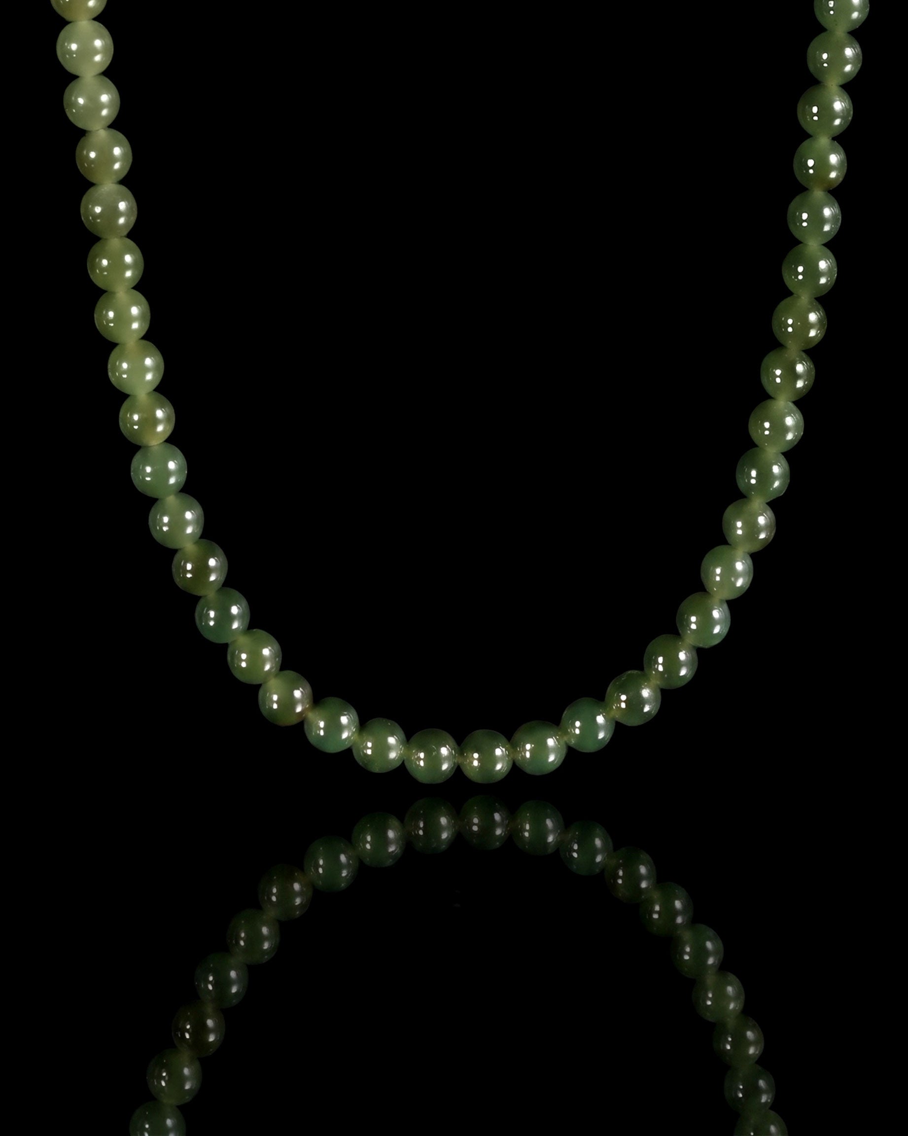 Ombre Round Bead Necklace In Nephrite - JadeChains