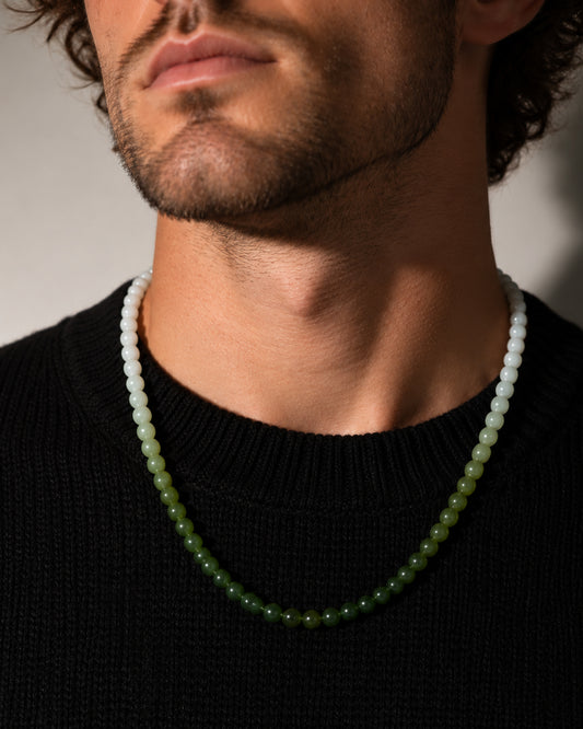 Collier à perles rondes dégradé en néphrite