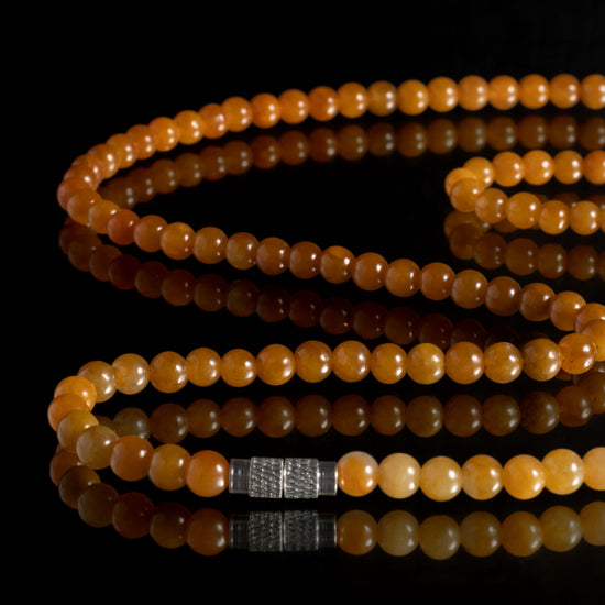 Round Bead Necklace In Yellow Jade - JadeChains