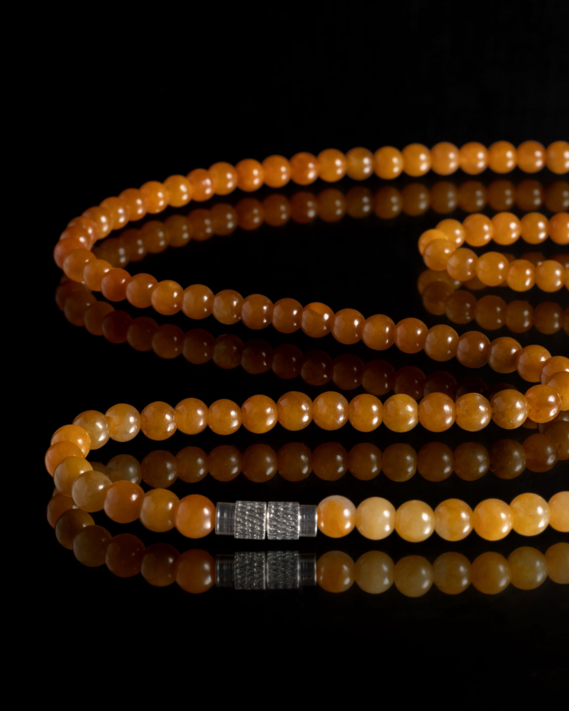 Round Bead Necklace In Yellow Jade - JadeChains