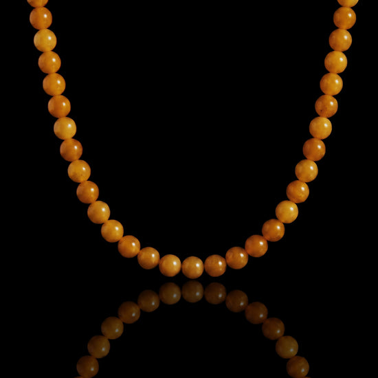 Round Bead Necklace In Yellow Jade - JadeChains
