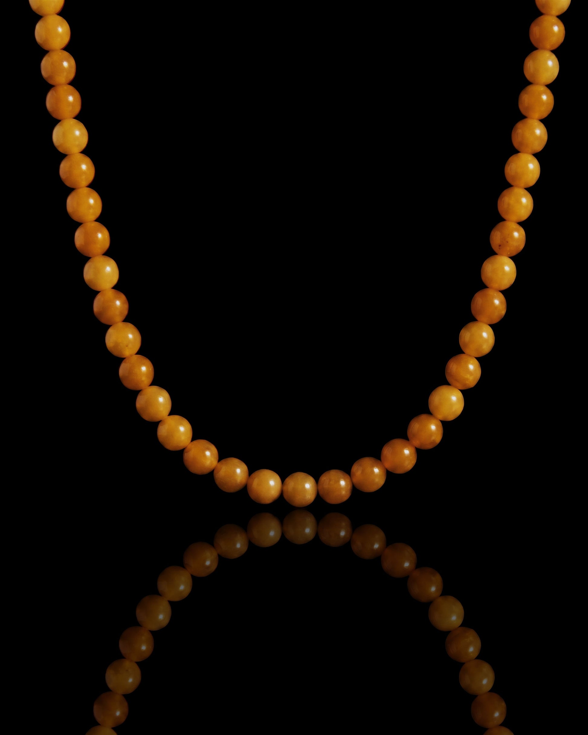 Round Bead Necklace In Yellow Jade - JadeChains
