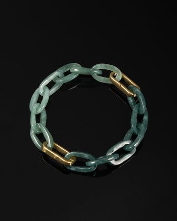 Single Piece Cable Chain Bracelet In Spliced Jade With Stainless Steel