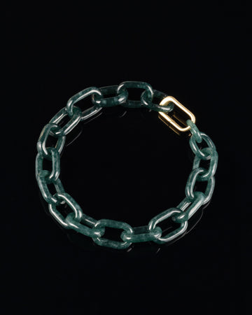 Bracciale a catena cable intagliato in pezzo unico in giada maya jelly