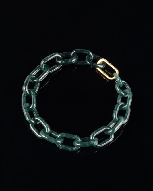 Bracciale a catena cable intagliato in pezzo unico in giada maya jelly