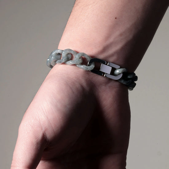 One Piece Cuban Chain In Grey Jade - JadeChains