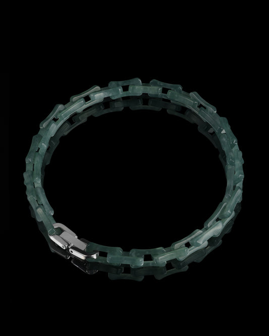 Square Cable Chain Bracelet In Green Guatemalan Jade