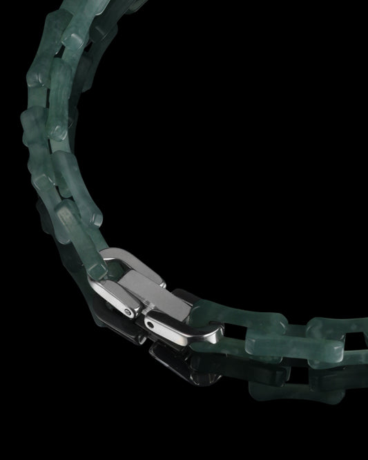 Square Cable Chain Bracelet In Green Guatemalan Jade
