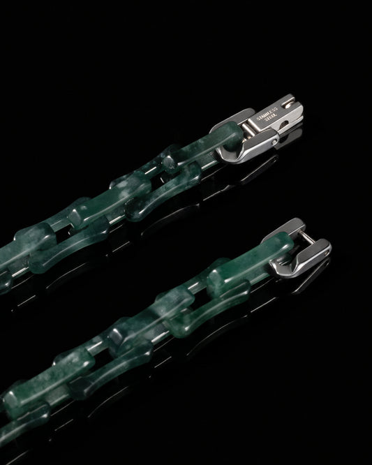 Square Cable Chain Necklace In Green Guatemalan Jade