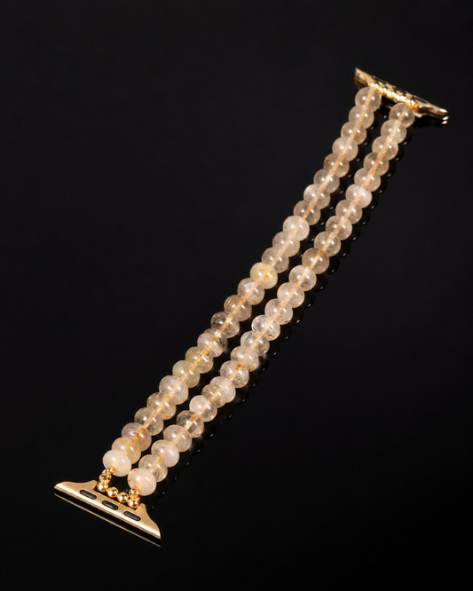 Twin Thread Watch Straps In Rutilated Quartz - JadeChains