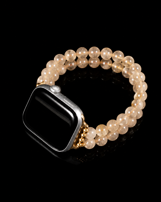 Twin Thread Watch Straps In Rutilated Quartz - JadeChains