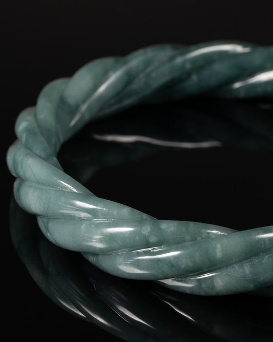Twisted Bangle In Mayan Jade