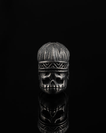 Warrior Skull Spacer In Sterling Silver
