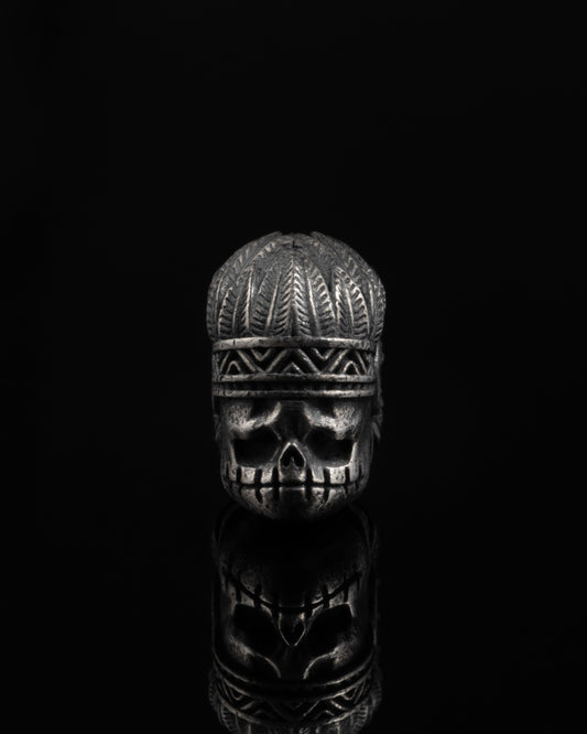 Warrior Skull Spacer In Sterling Silver