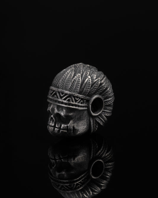 Warrior Skull Spacer In Sterling Silver