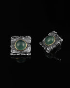 Ancient Echoes Earrings In Nickel Silver With Guatemalan Jade
