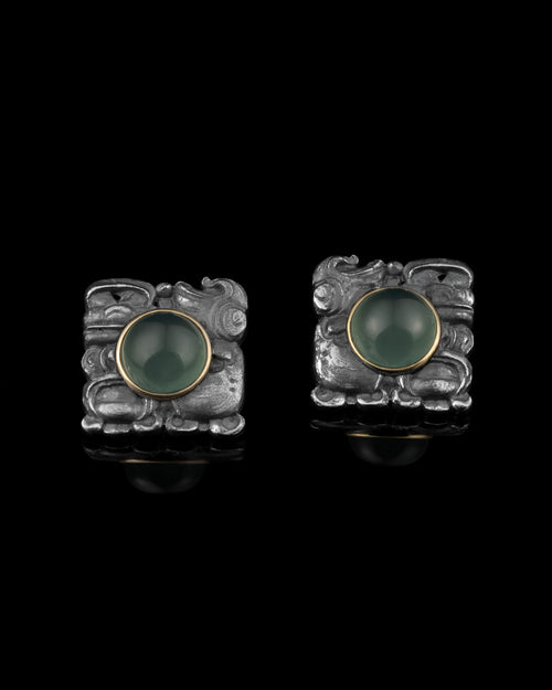 Ancient Echoes Earrings In Nickel Silver With Guatemalan Jade