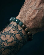 Glacial Earth Bracelet In Guatemalan Blue Jade And Agarwood