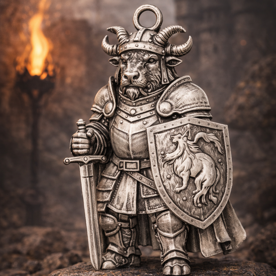 Bull Knight Charm Pendant - JadeChains