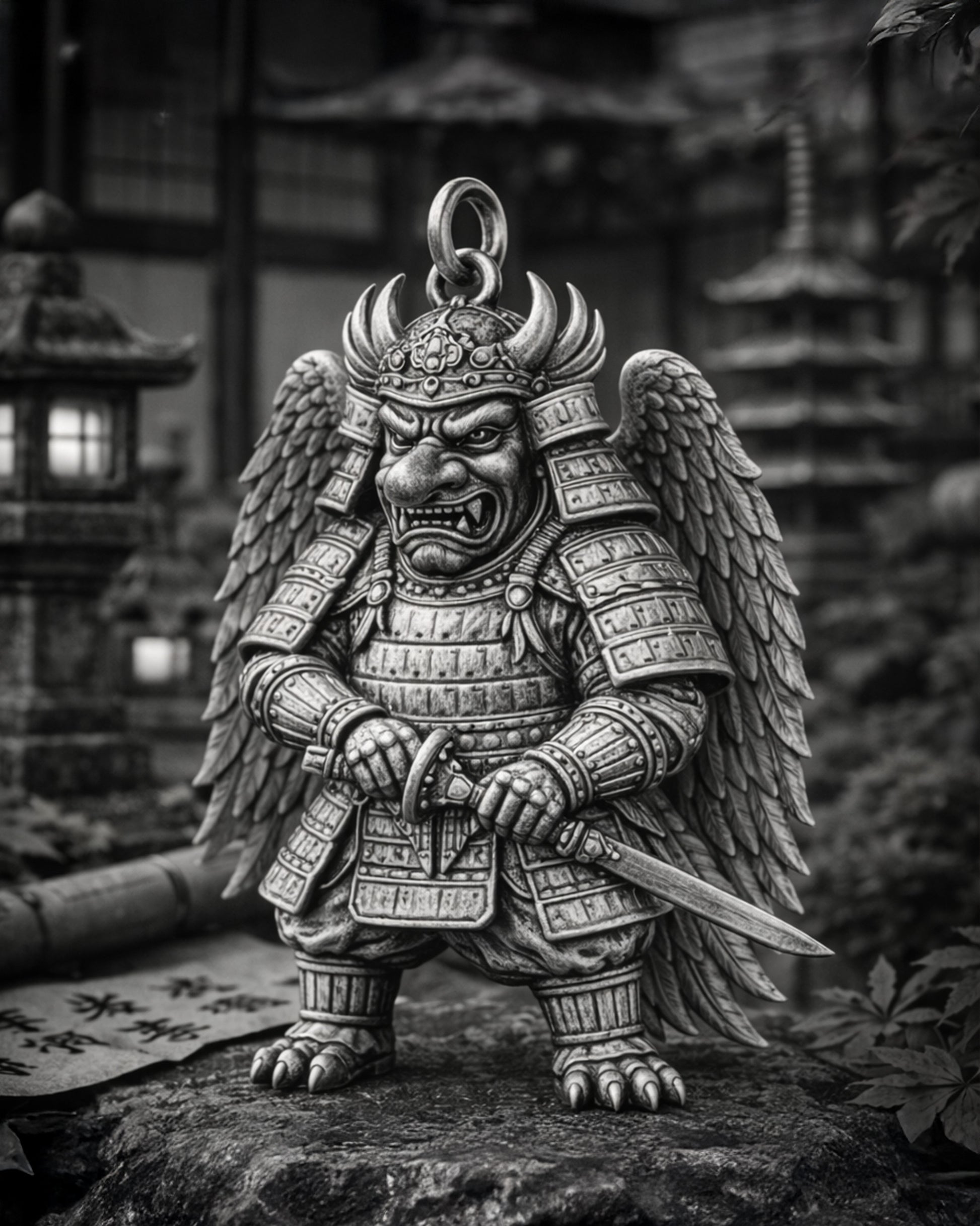 Tengu Samurai Charm Pendant - JadeChains