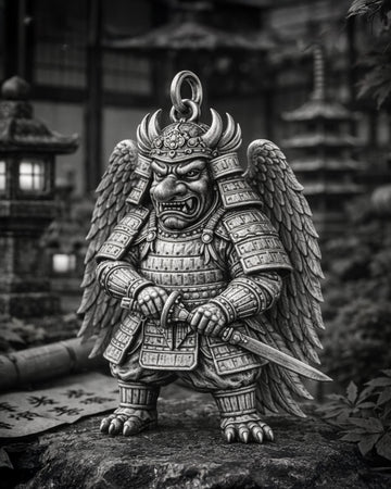Tengu Samurai Charm Pendant - JadeChains