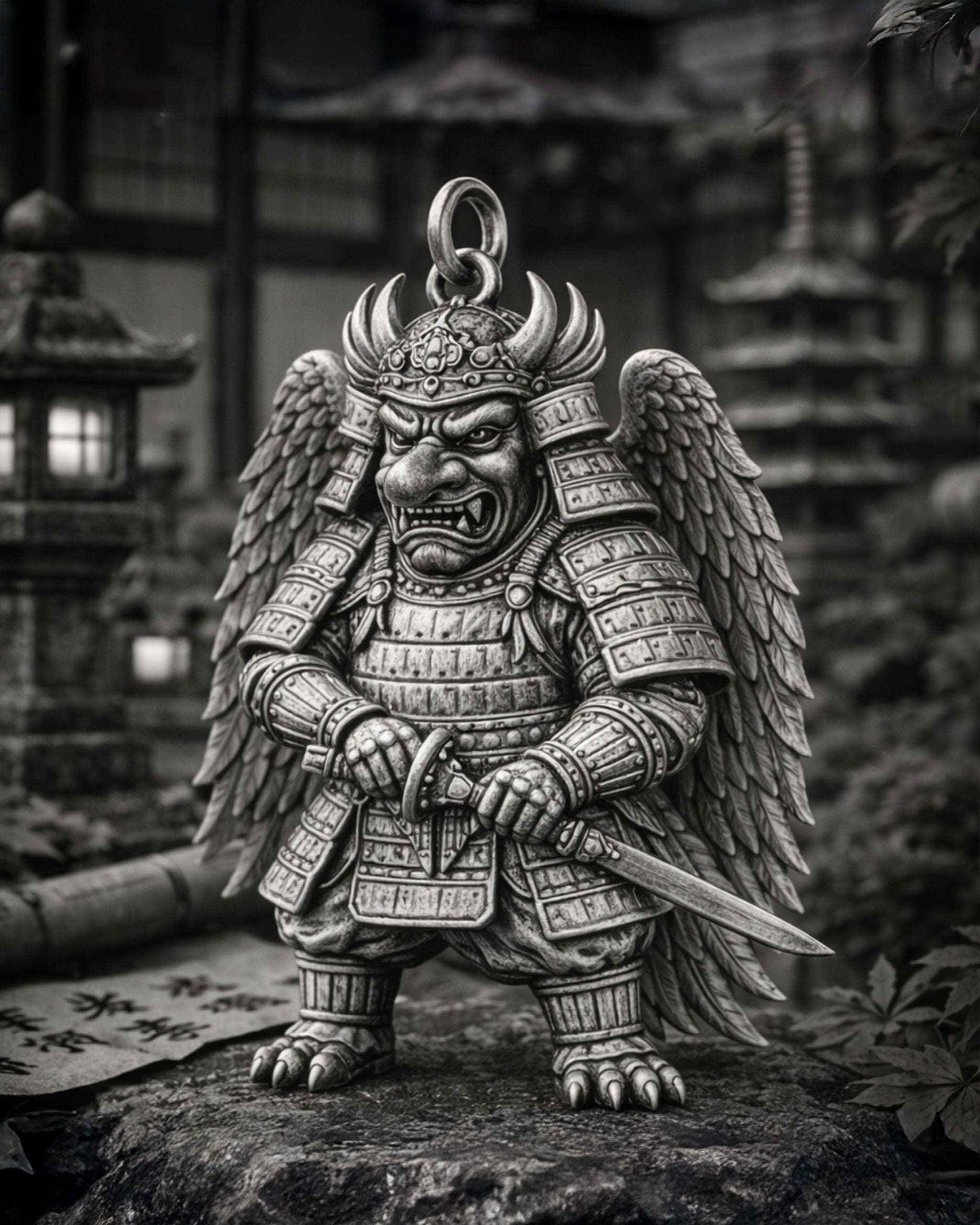 Tengu Samurai Charm Pendant
