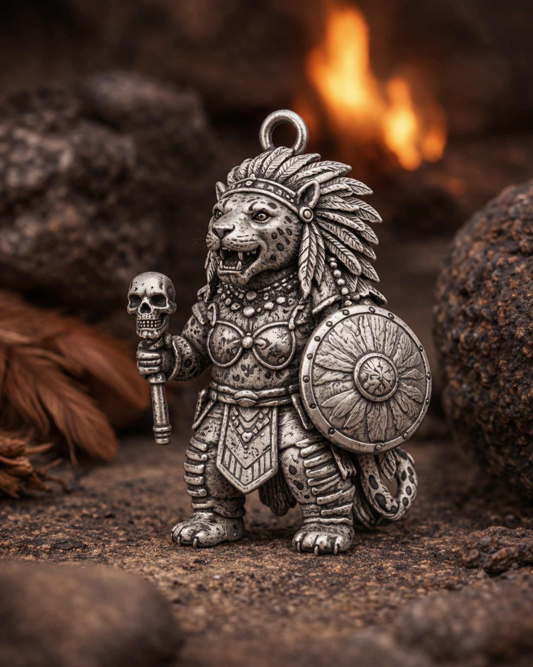 Jaguar Warrior Charm Pendant