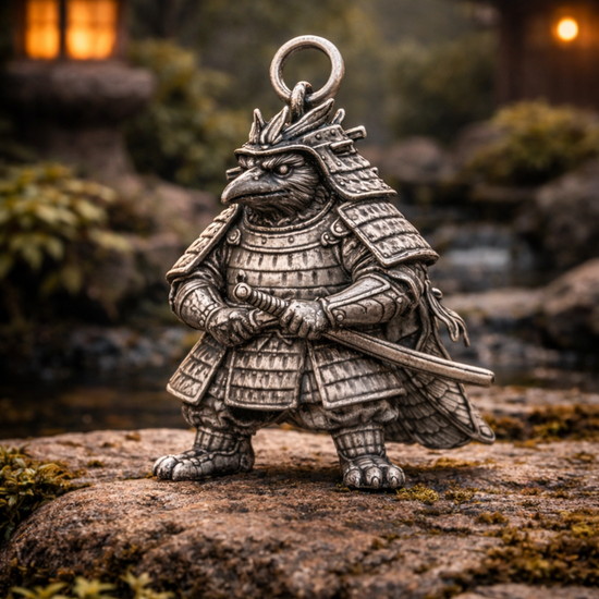 Raven Samurai Charm Pendant - JadeChains