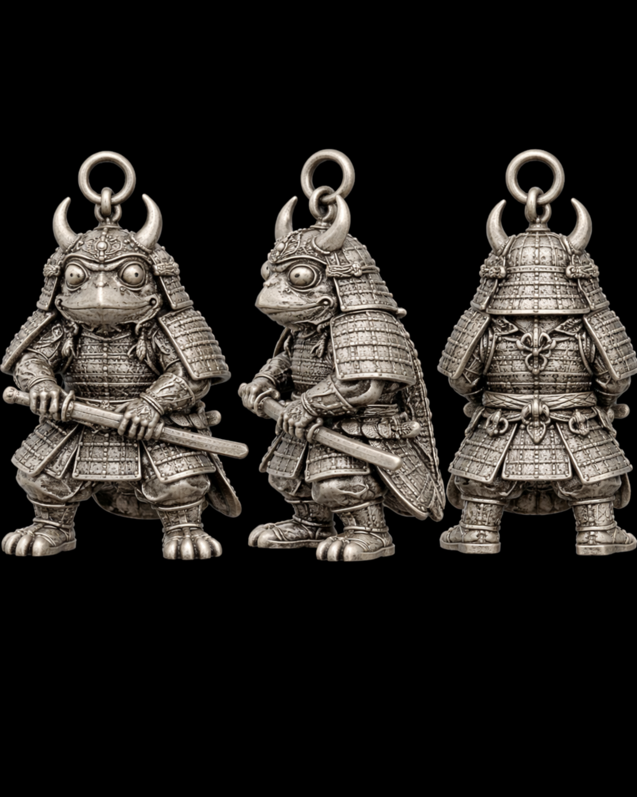 Frog Samurai Charm Pendant