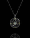 Celtic Wheel Pendant In Nickel Silver With Guatemalan Jade