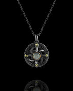 Celtic Wheel Pendant In Nickel Silver With Guatemalan Jade