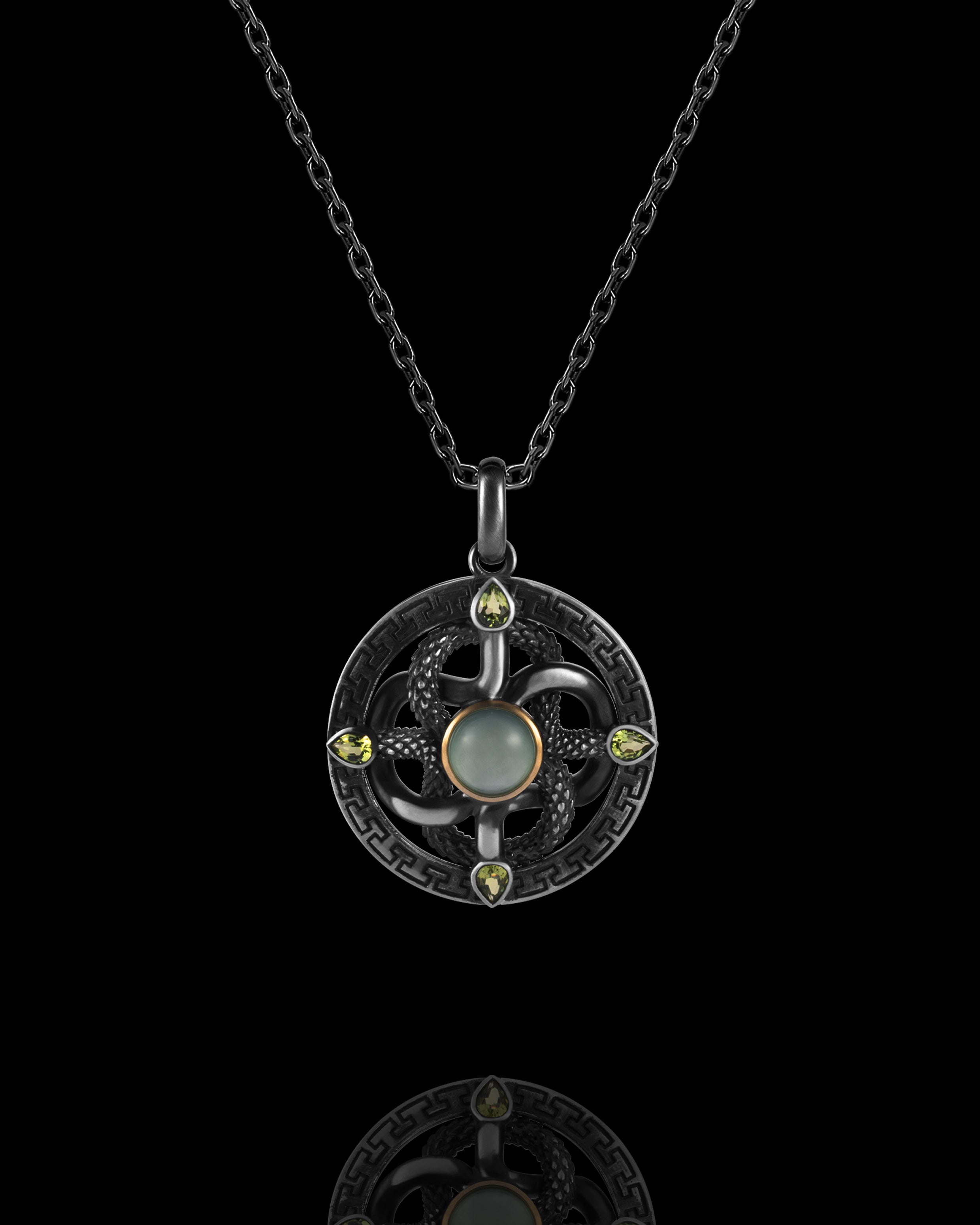 Celtic Wheel Pendant In Nickel Silver With Guatemalan Jade