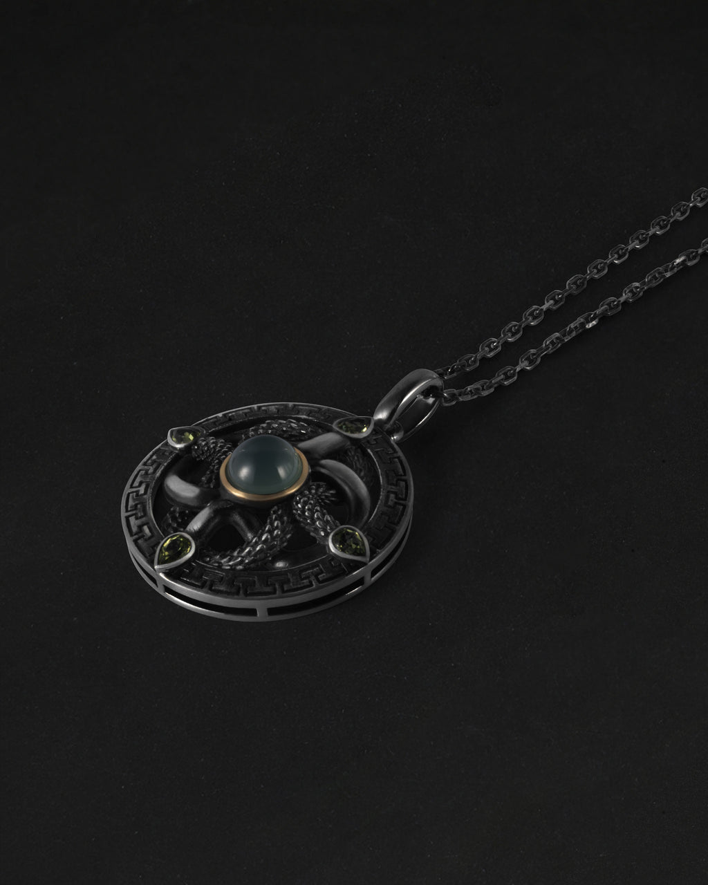 Celtic Wheel Pendant In Nickel Silver With Guatemalan Jade