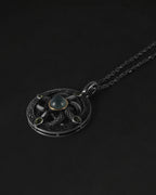 Celtic Wheel Pendant In Nickel Silver With Guatemalan Jade