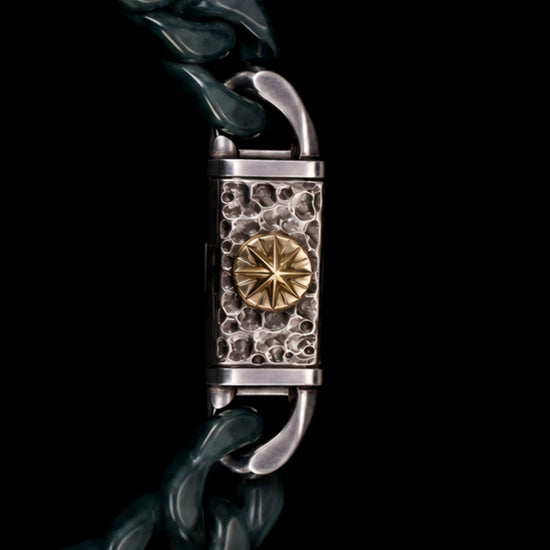 Classical Cuban Bracelet In Top Icy Green Guatemalan Jade - JadeChains