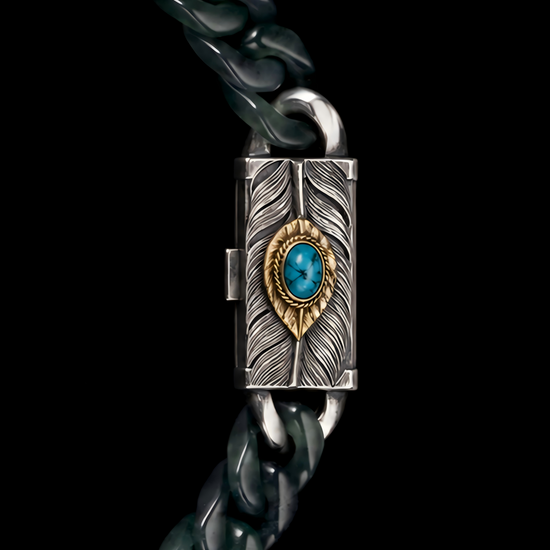 Classical Cuban Bracelet In Top Icy Green Guatemalan Jade - JadeChains