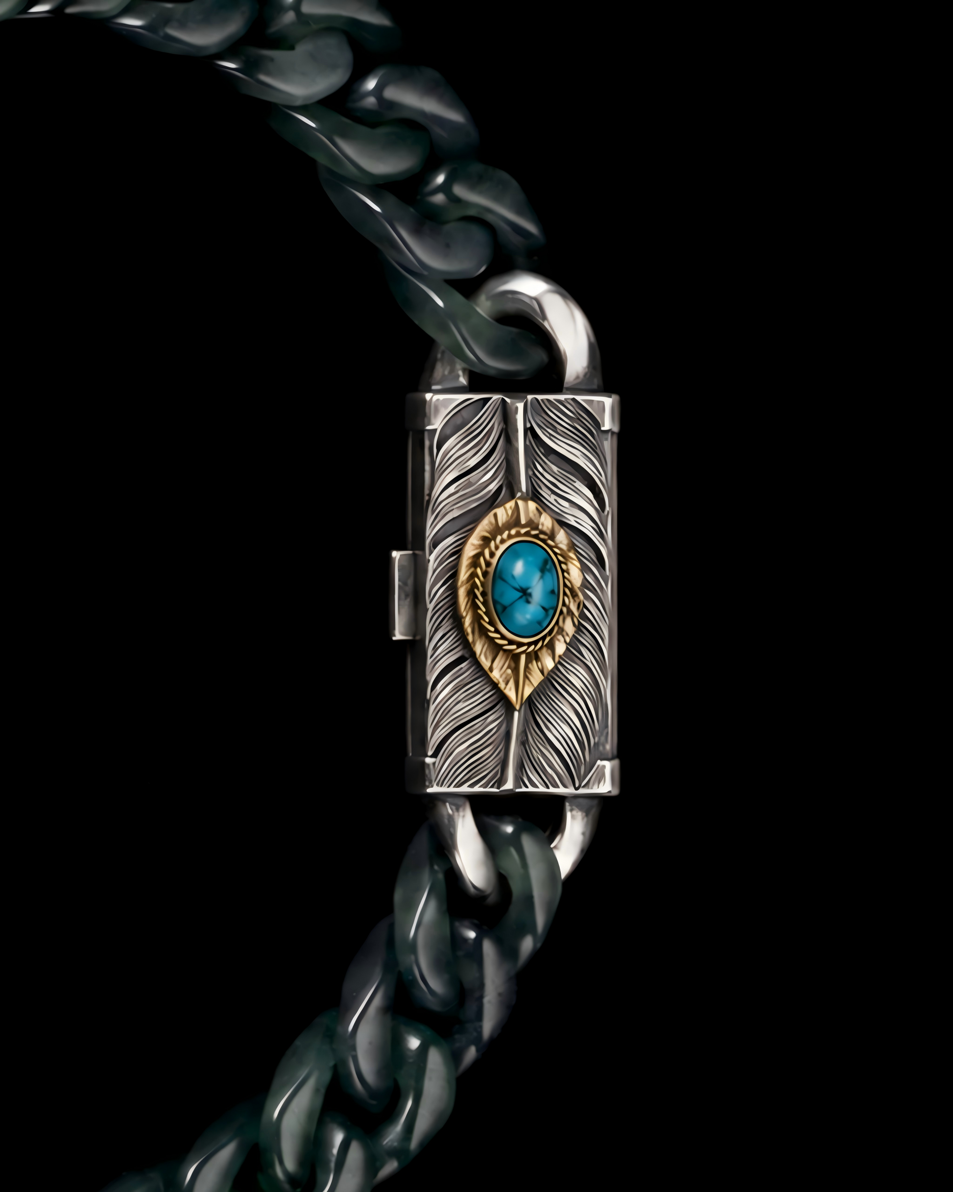 Classical Cuban Bracelet In Top Icy Green Guatemalan Jade - JadeChains